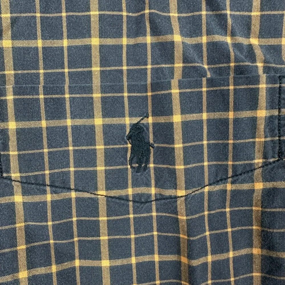 Polo Ralph Lauren Lowell Sport Plaid Button Up Shirt Navy Orange Cotton Mens S